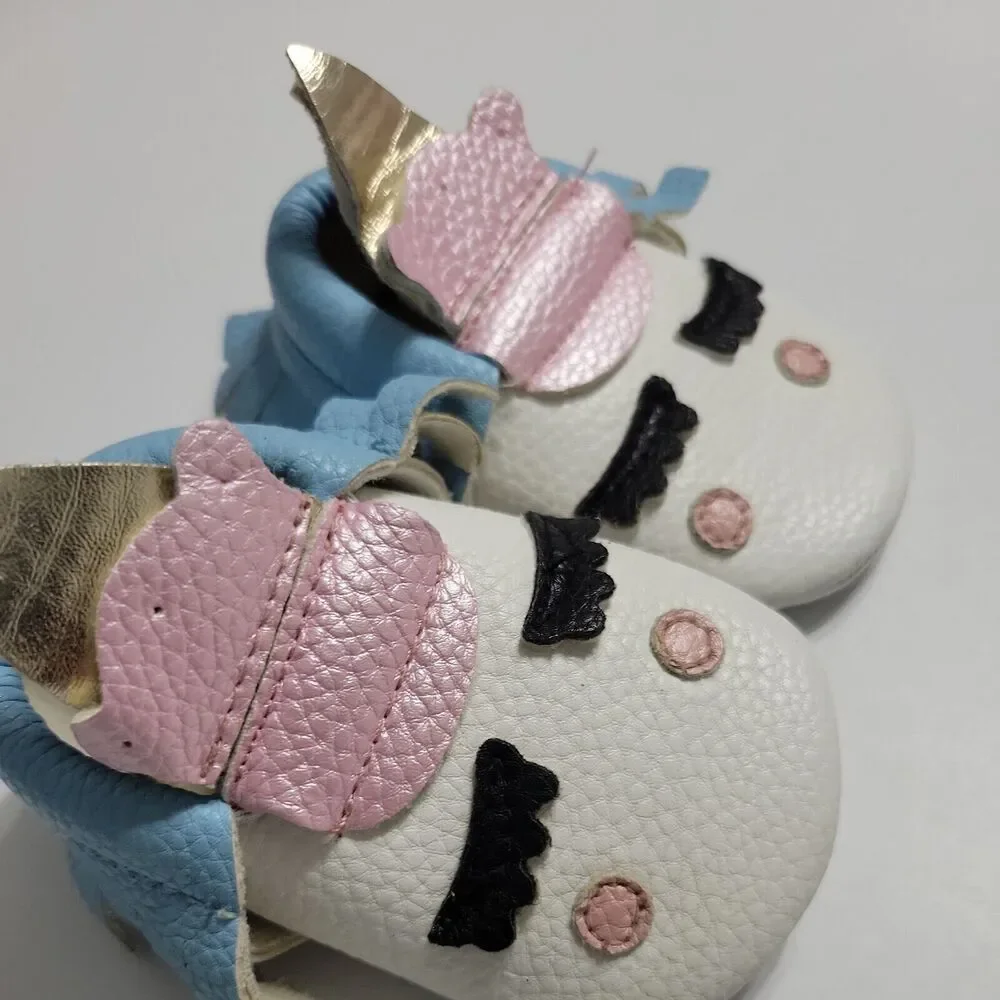 Boutique Princess‎ Infant Baby Girls 2 Moccasins Shoes Unicorn White Slippers